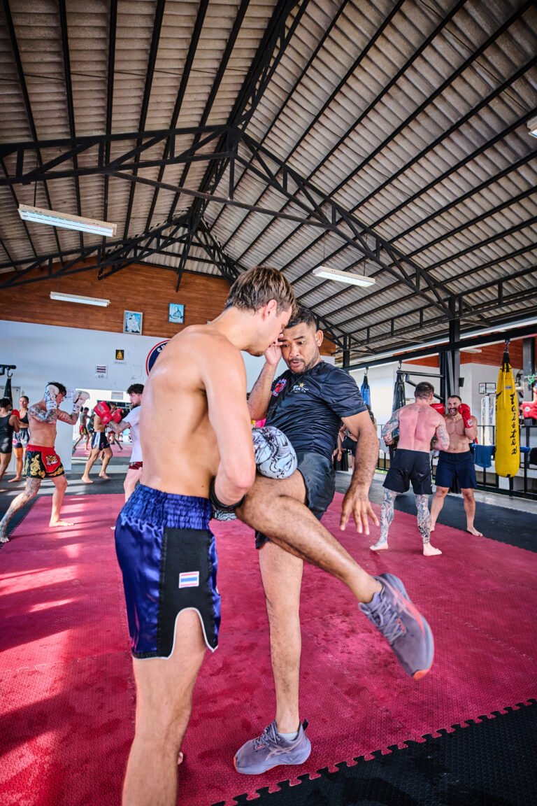 Professional Muay Thai fighter training at Superpro Samui